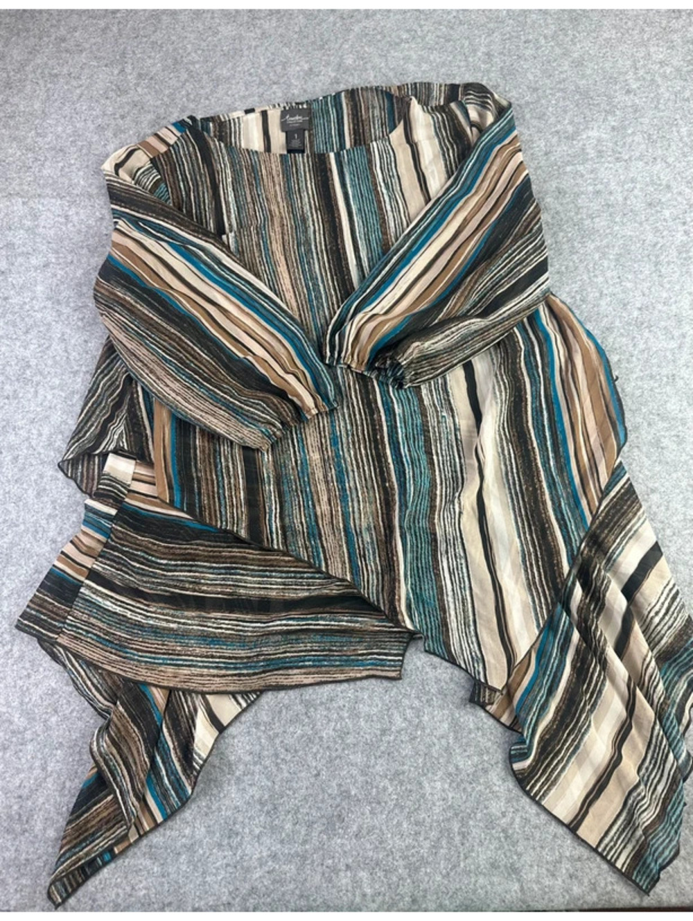Chicoโs Travelers Collection Striped Cowl Neck Long Sleeve Top Size 1 (M/L)